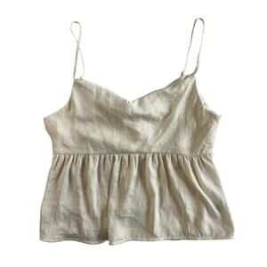 American Eagle Medium Off White Silky Crop Top Adjustable Straps